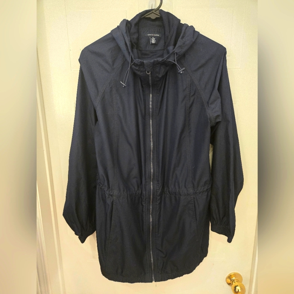 XL Tommy Hilfiger Blue Utility Rain Jacket with Hood